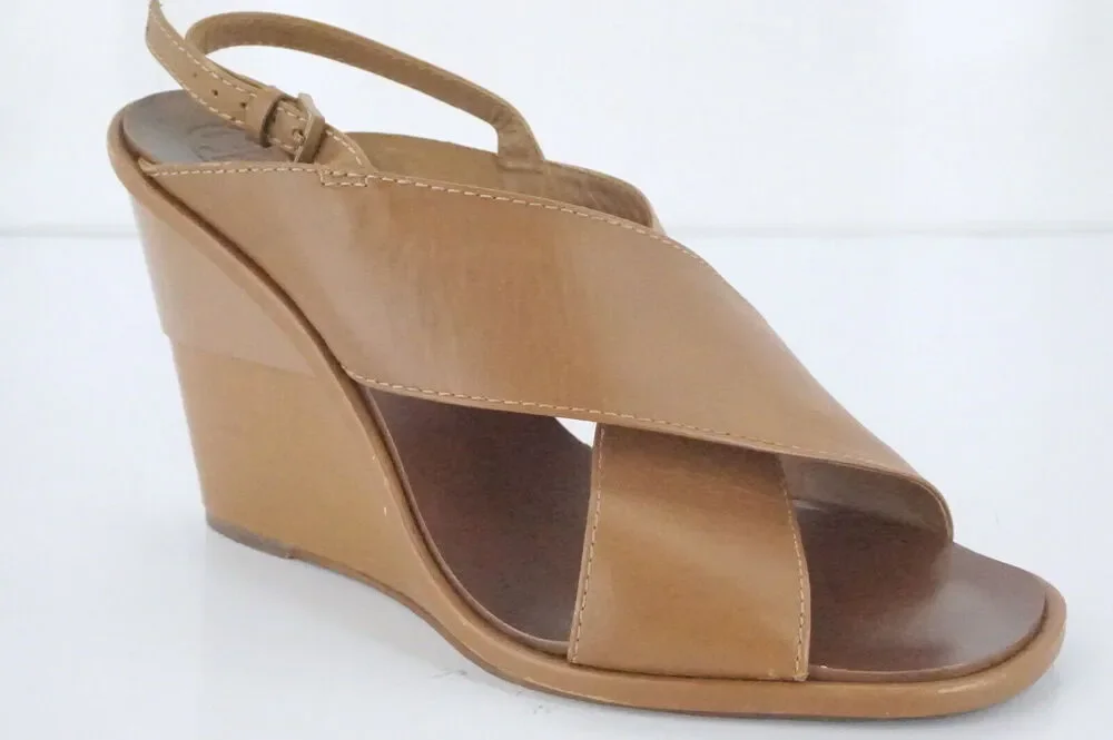 Tory Burch Gabrielle Cross Ankle Strap Slingback Wedge Sandal Size 9 New $350